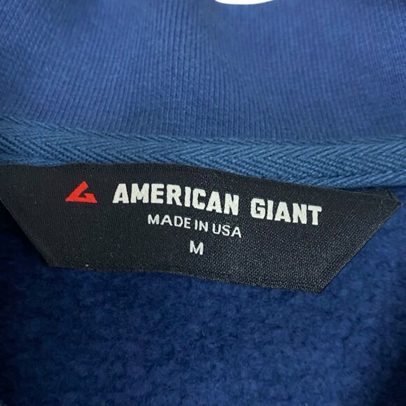 American Giant Jacket Mens M Blue Fleece Bomber Full Zip Heavy Pockets NEW - Picture 3 of 13